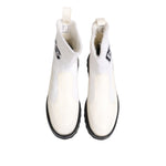 Dolce & Gabbana White Beige DG Logo Mid Calf Boots Shoes