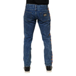 Dolce & Gabbana Blue Cotton Logo Plaque Denim Jeans