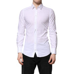 Dolce & Gabbana White Cotton GOLD Long Sleeves Formal Shirt