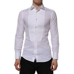 Dolce & Gabbana White Bib Cotton Poplin GOLD Formal Shirt