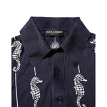 Dolce & Gabbana Dark Blue Sea Horse Collared Polo T-shirt TSH906970-56