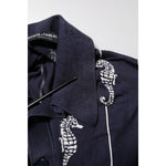 Dolce & Gabbana Dark Blue Sea Horse Collared Polo T-shirt TSH906970-56