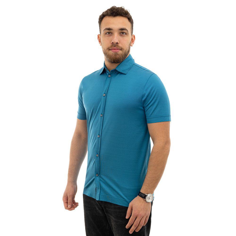 Canali Blue Cotton Shirt CA-849867320013813-IT50 | L