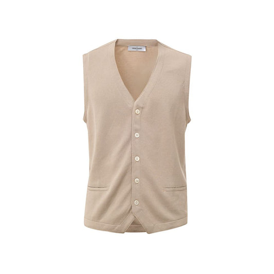 Gran Sasso Beige Cotton Sleveless Jacket