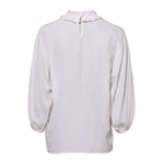 Dolce & Gabbana White Ruffled Neckline Blouse Pullover Top