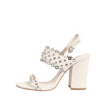 ASH White Block Heeled Studded Quarter Strap Sandals Shoes