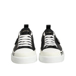 Dolce & Gabbana Black White Leather Low Top Sneakers Shoes