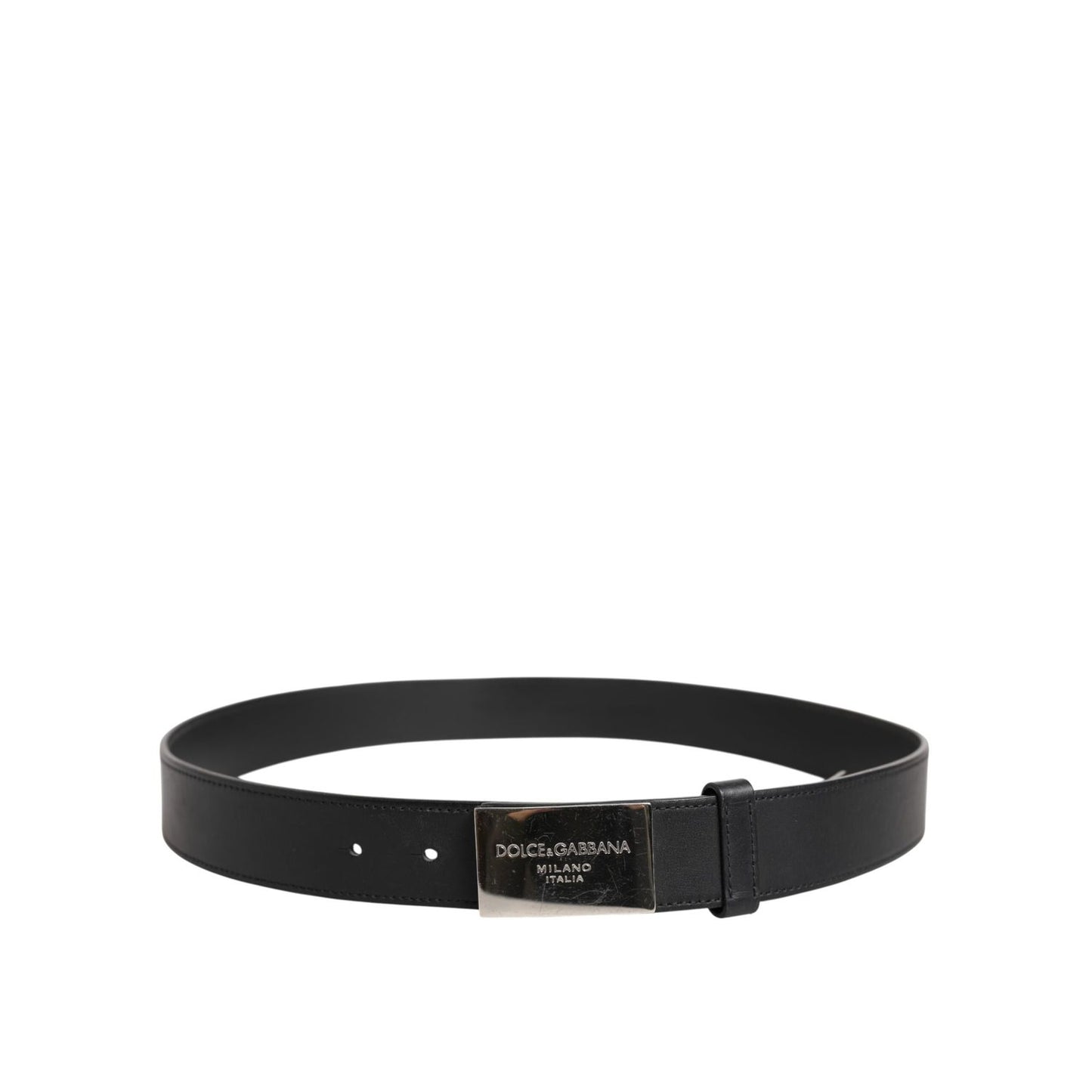 Dolce & Gabbana Black Leather Classic Metal Logo Buckle Belt