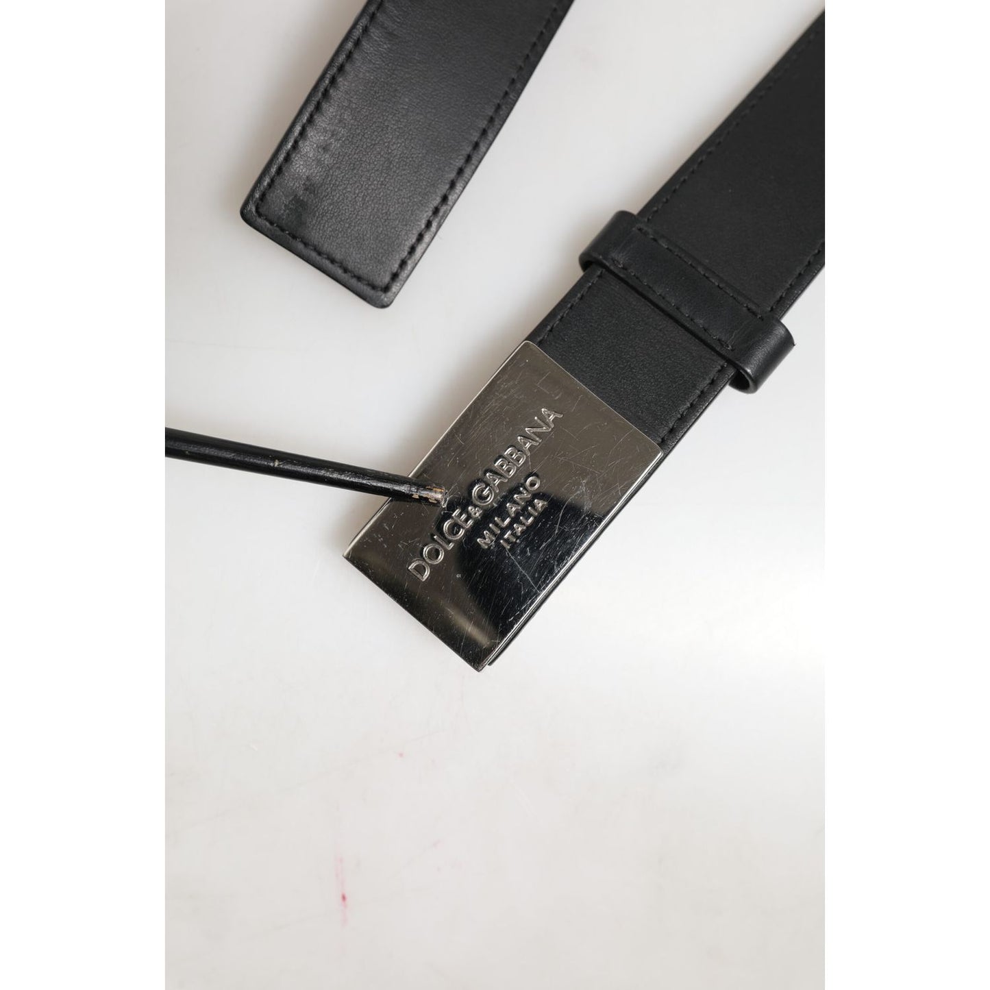 Dolce & Gabbana Black Leather Classic Metal Logo Buckle Belt
