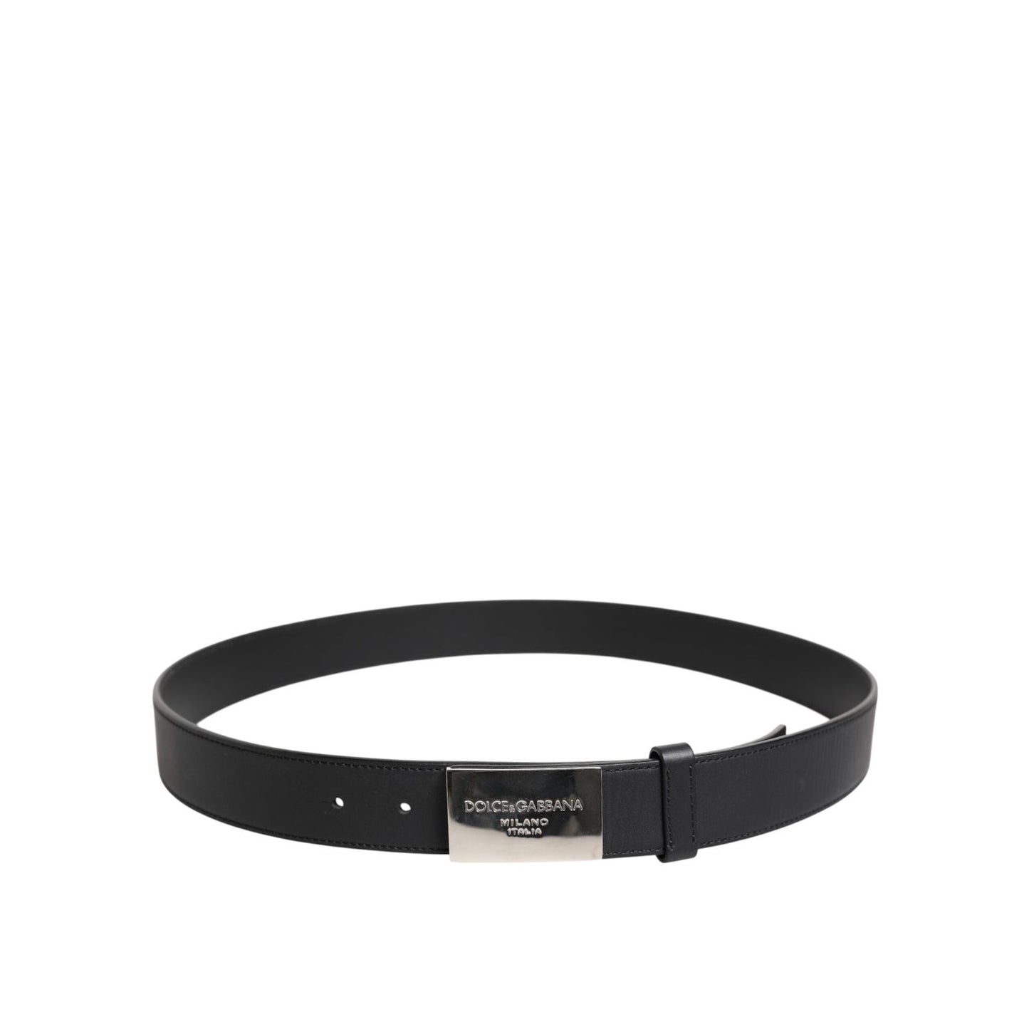 Dolce & Gabbana Black Leather Metal Logo Buckle Belt BEL9493-100