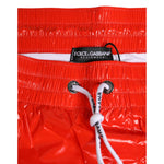 Dolce & Gabbana Red Nylon Drawstring Beachwear Shorts Swimwear