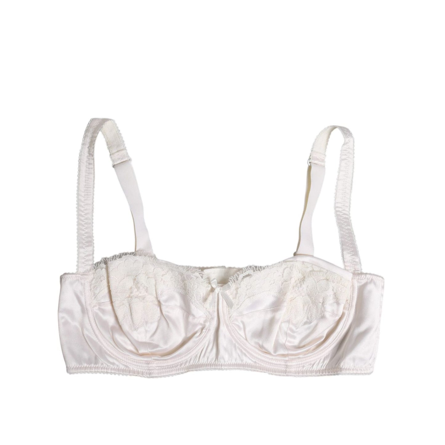 Dolce & Gabbana White Silk Underwired Balconette Bra Underwear BIK1446-4