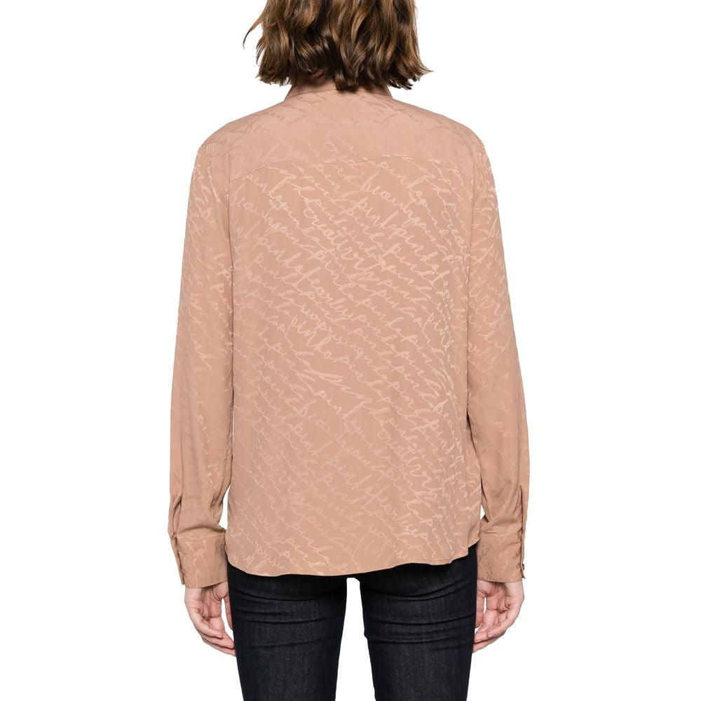 PINKO Beige Silk Women Shirt PI-14253-IT38|XS