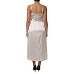 Dolce & Gabbana White DG Logo Full Slip Silk Dress Sleepwear