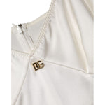 Dolce & Gabbana White DG Logo Full Slip Silk Dress Sleepwear