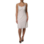 Dolce & Gabbana White Lace Gold DG Logo Silk Dress Sleepwear