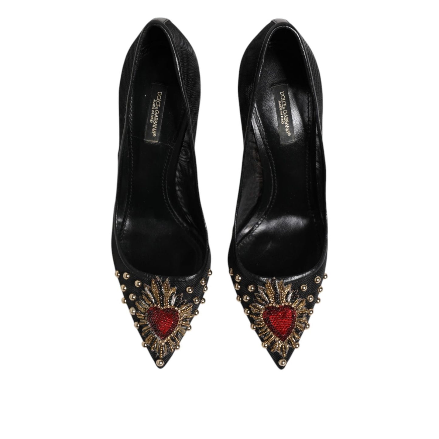 Dolce & Gabbana Black Sacred Heart Stiletto Heels Pumps Shoes