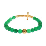 Nialaya Jade Stone Gold CZ Cross 925 Silver Bracelet Bracelet