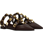 Valentino Garavani Brown Leather Flat Sandals
