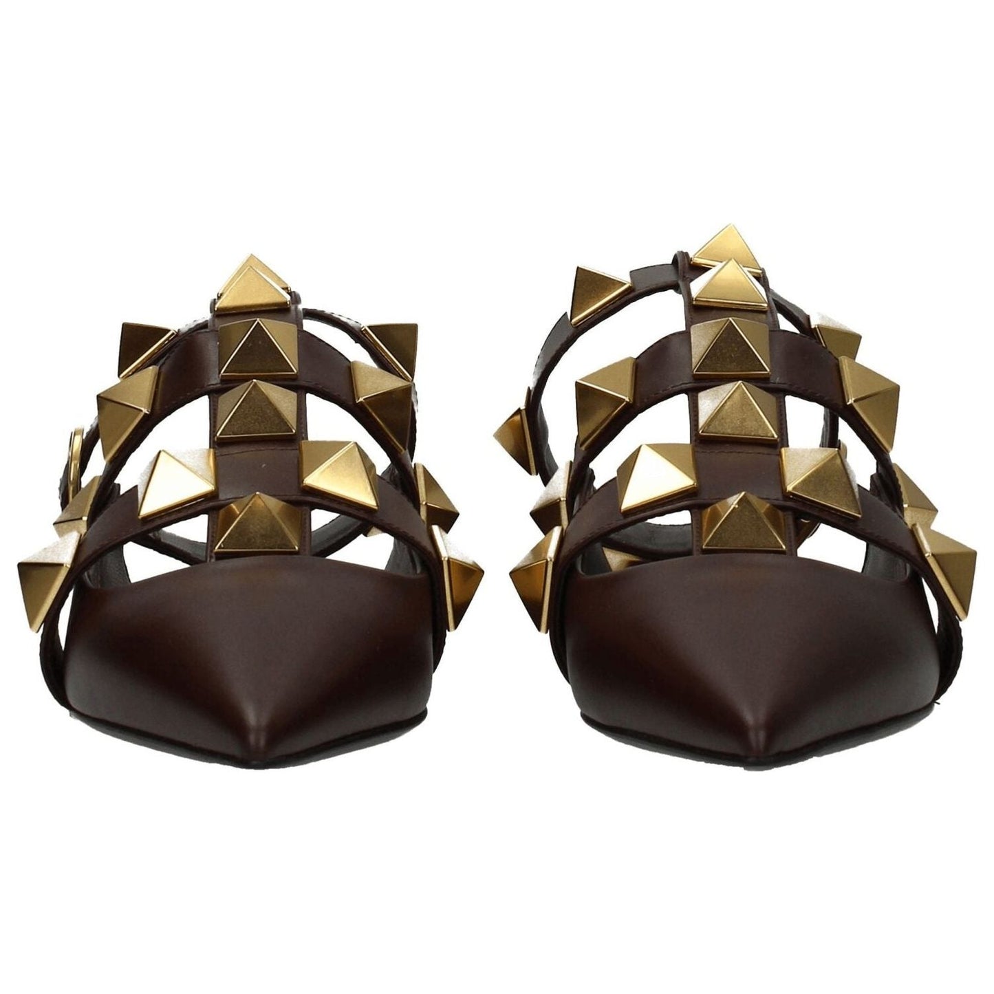 Valentino Garavani Brown Leather Flat Sandals