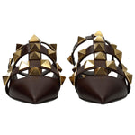 Valentino Garavani Brown Leather Flat Sandals