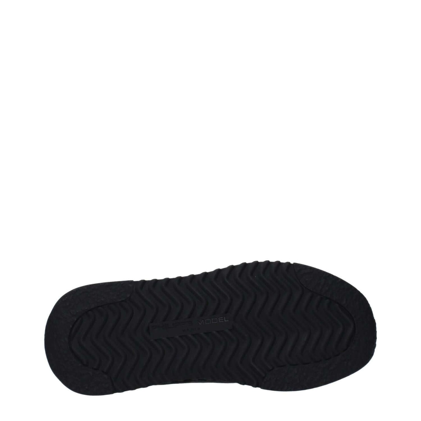 Sole view of Philippe Model Blue Leather Athletic Sneakers with tread pattern shown.