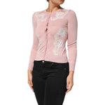 Dolce & Gabbana Pink Floral Lace Detailing Cardigan Sweater