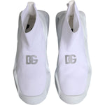 Dolce & Gabbana White Silver Slip On Wave Socks Sneakers Shoes