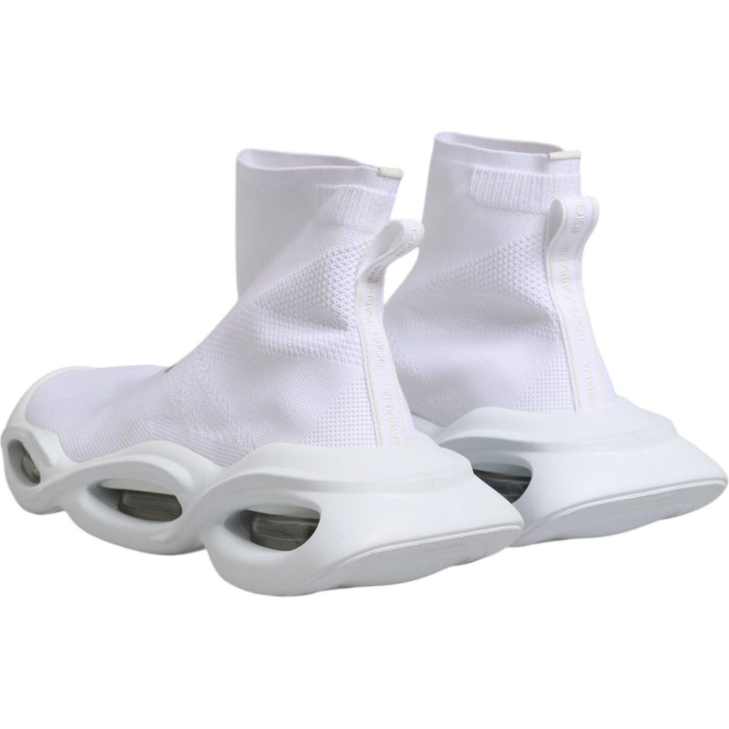 Dolce & Gabbana White Silver Slip On Wave Socks Sneakers Shoes