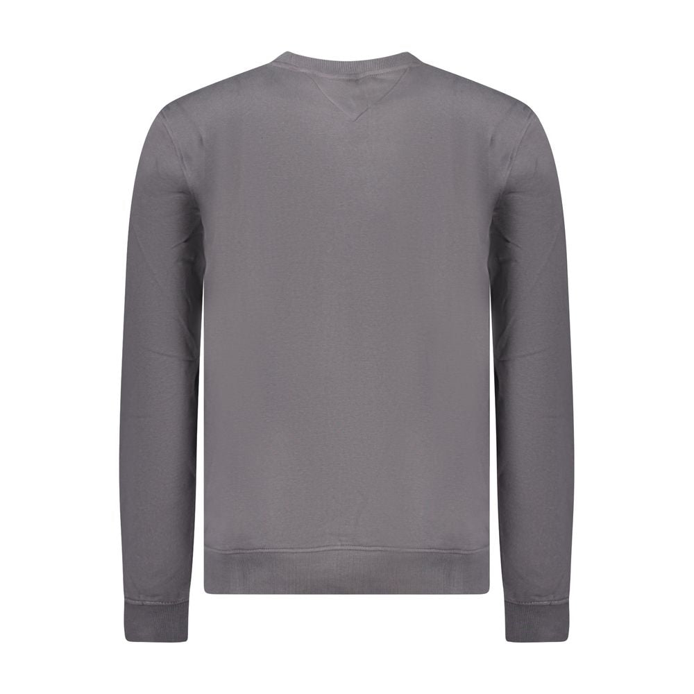 Back view of Tommy Hilfiger Gray Cotton Men Sweater highlighting eco-friendly design.