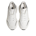 Dolce & Gabbana White Silver DAYMASTER Leather Sneakers Shoes