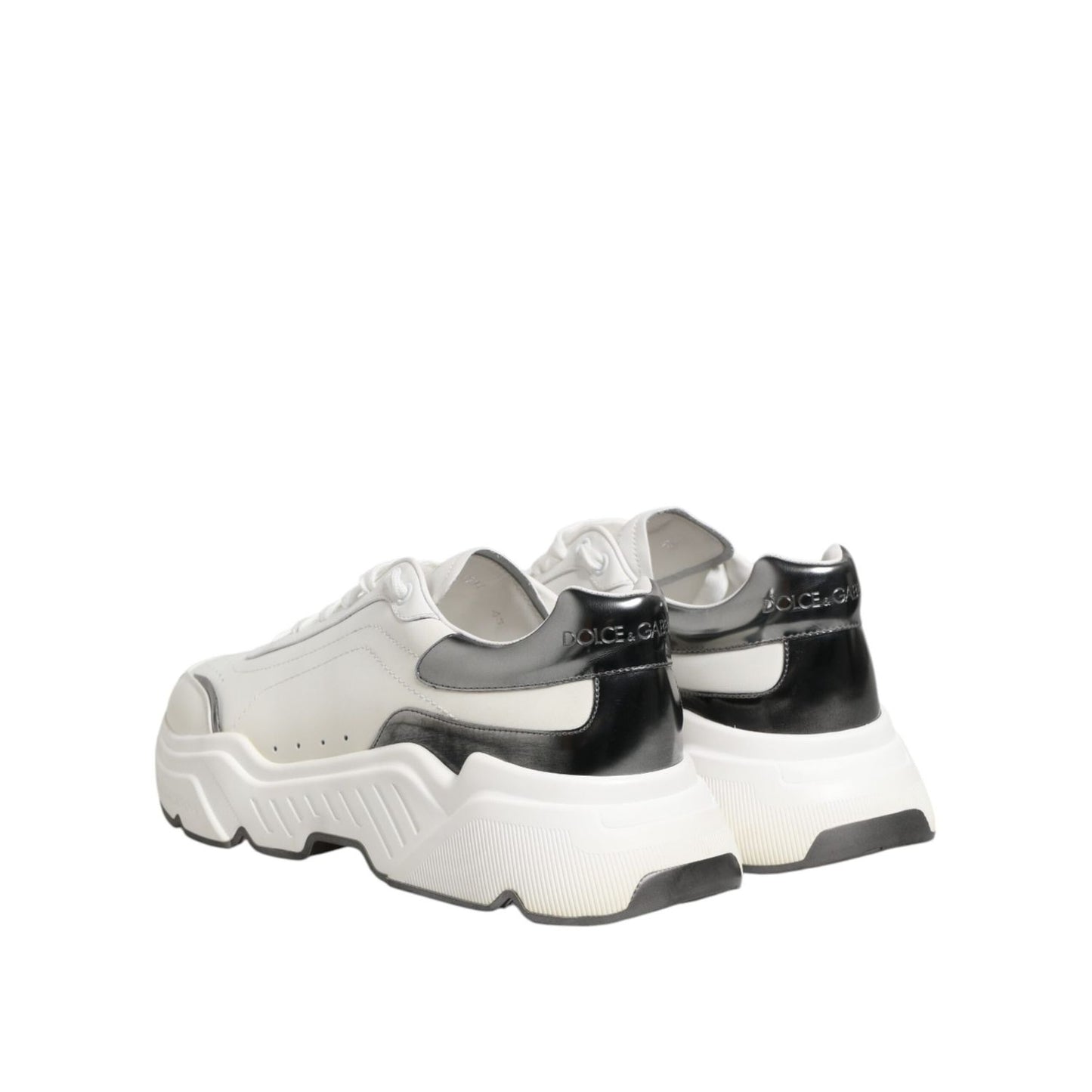 Dolce & Gabbana White Silver DAYMASTER Leather Sneakers Shoes