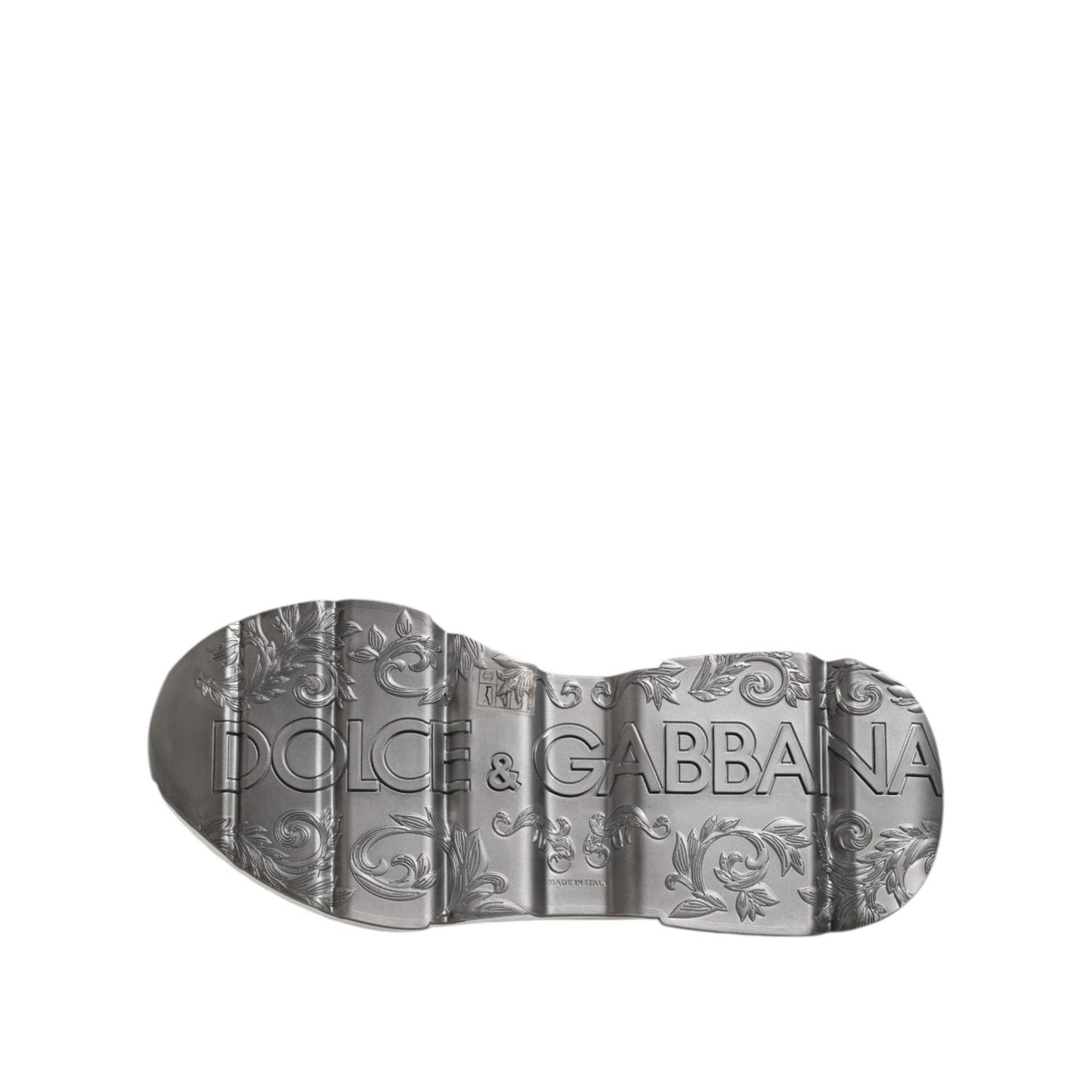 Dolce & Gabbana White Silver DAYMASTER Leather Sneakers Shoes