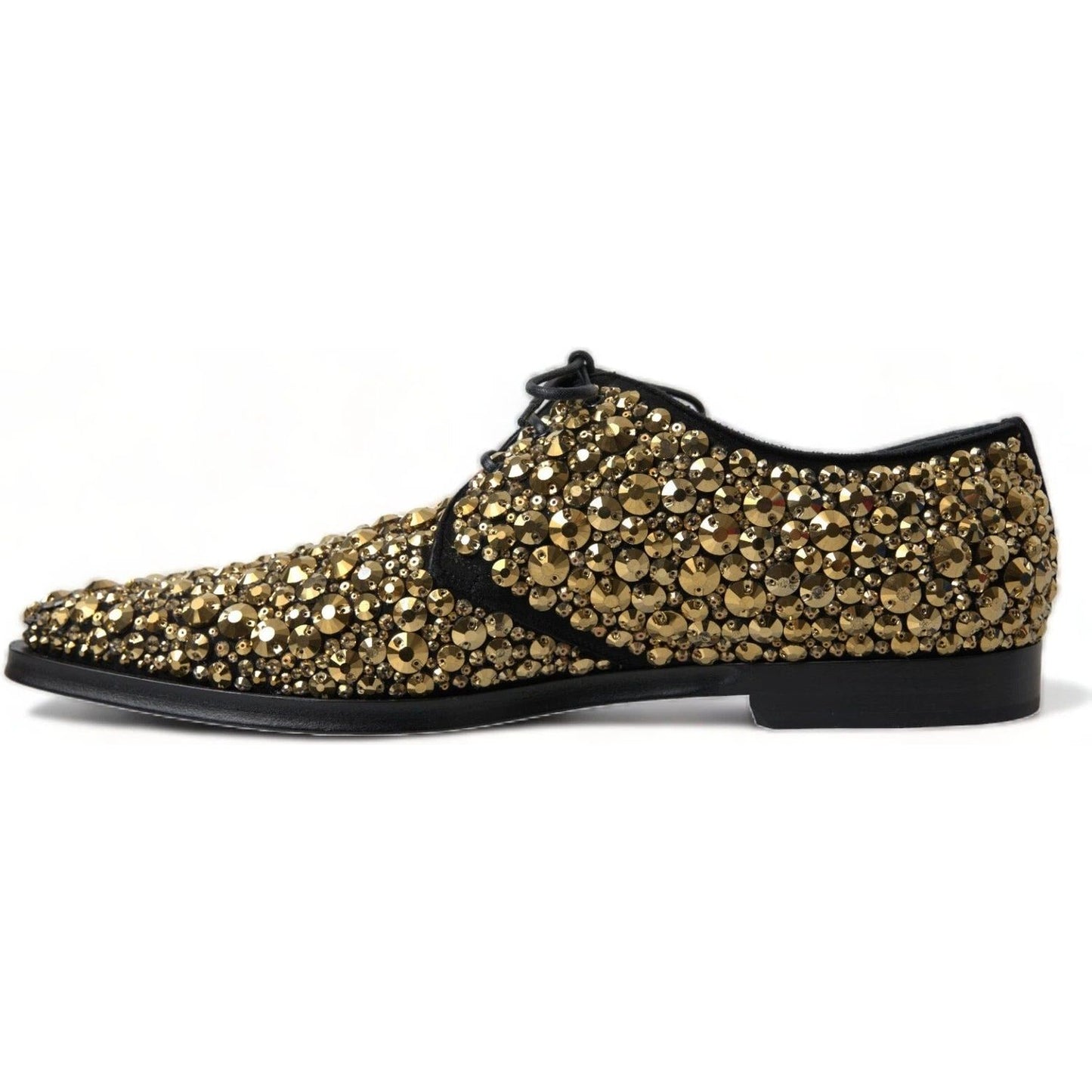 Dolce & Gabbana Black Gold Embellished Derby Shoes
