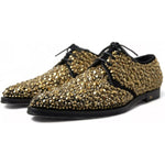 Dolce & Gabbana Black Gold Embellished Derby Shoes