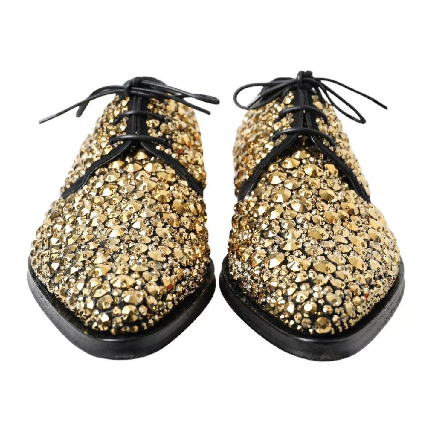 Dolce & Gabbana Black Gold Embellished Derby Shoes