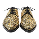 Dolce & Gabbana Black Gold Embellished Derby Shoes