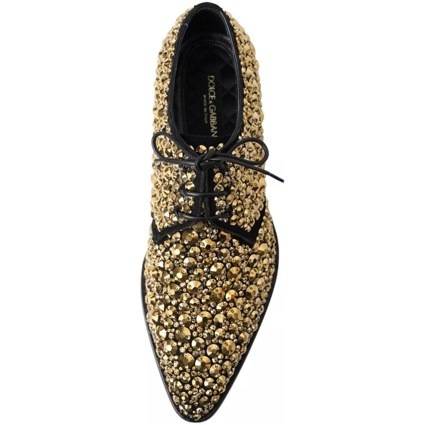 Dolce & Gabbana Black Gold Embellished Derby Shoes