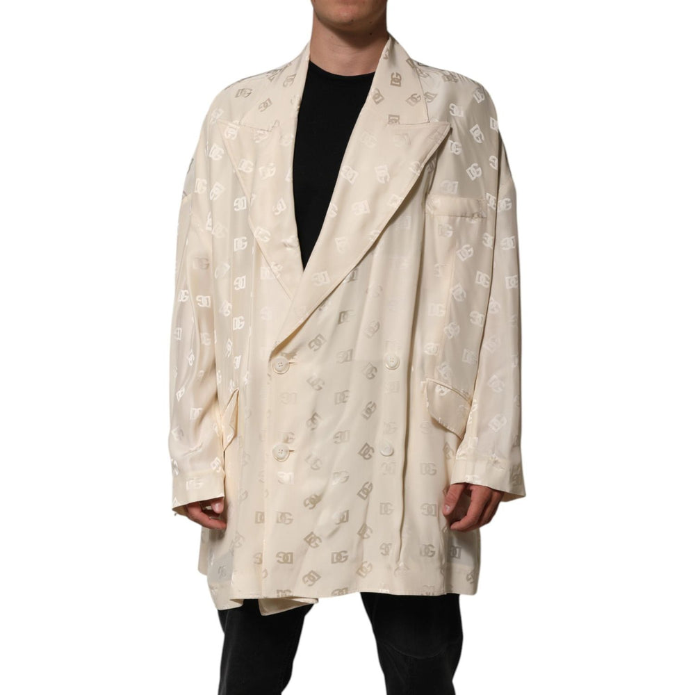 Dolce & Gabbana Beige Polyester Logo Monogram Coat Jacket JKT41512-50