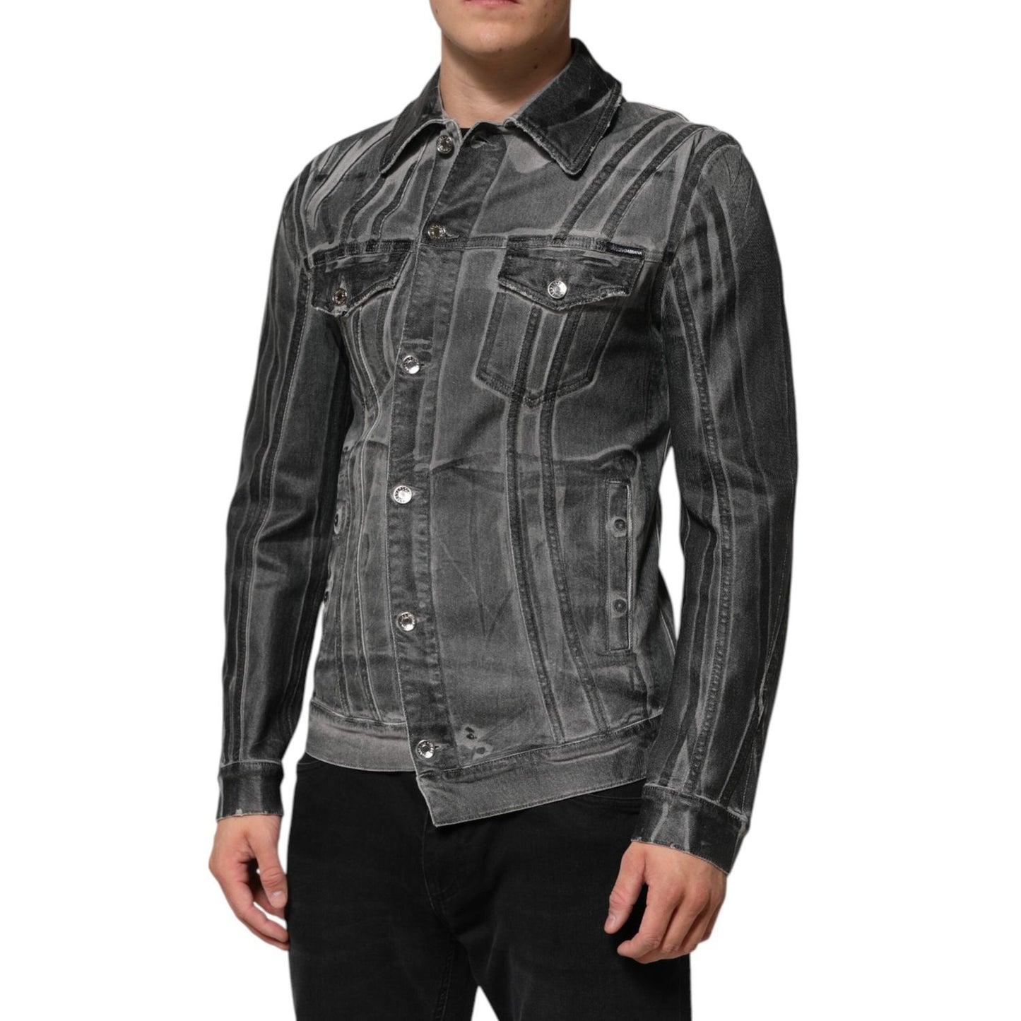 Dolce & Gabbana Gray Washed Cotton Stretch Denim Jacket JKT41542-48