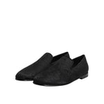 Dolce & Gabbana Black Floral Brocade Loafers Men Dress Shoes