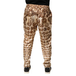 Dolce & Gabbana Beige Coin Print Silk Twill Men Jogger Pants PAN76628-50