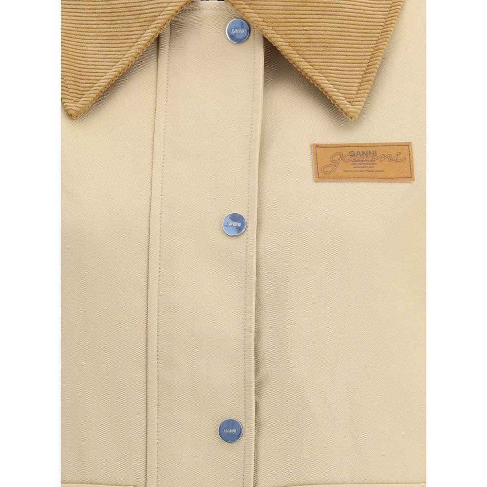 Ganni Cotton Jacket with corduroy collar GA-W0757531-S-M