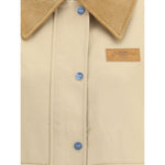 Ganni Cotton Jacket with corduroy collar GA-W0757531-S-M