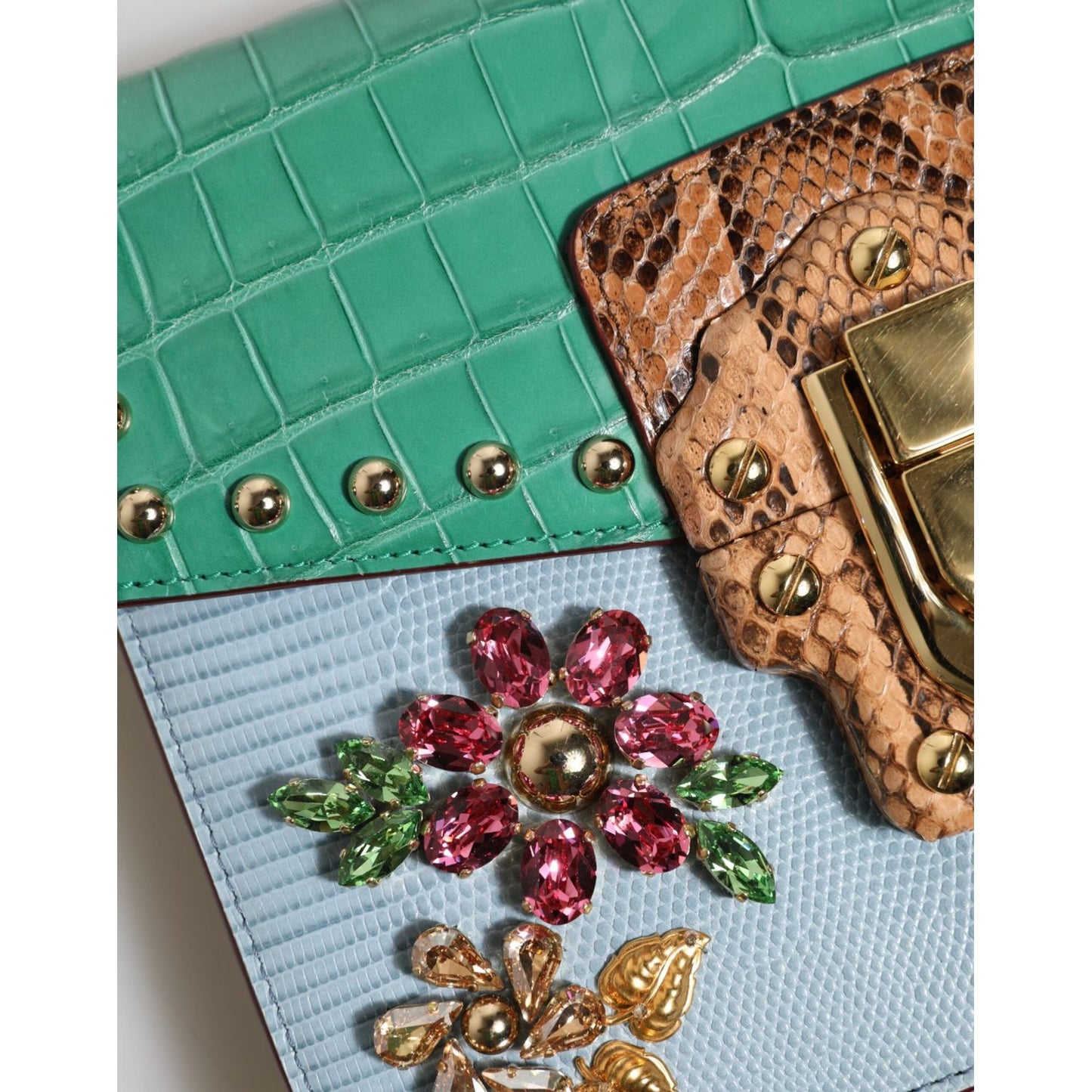 Dolce & Gabbana Blue Green LUCIA Embellished Crossbody Bag