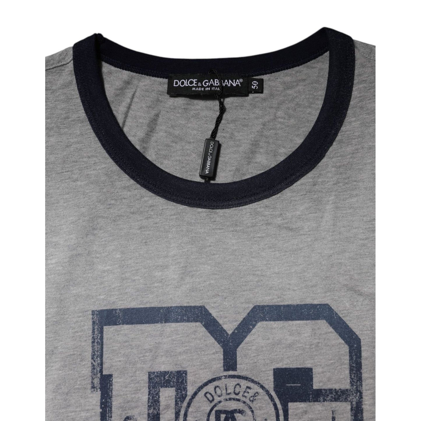 Dolce & Gabbana Gray DG Graphic Print Cotton Crewneck T-shirt TSH91049-50