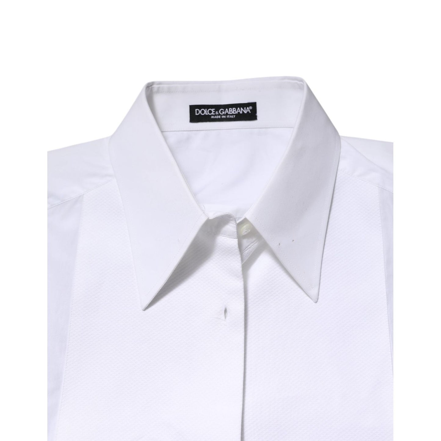 Dolce & Gabbana White Cotton Collared Long Sleeves Shirt Top TSH90570-46