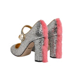 Dolce & Gabbana Silver Glitter Mink Fur VALLY Pumps Shoes LA12759-37