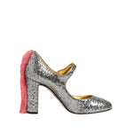 Dolce & Gabbana Silver Glitter Mink Fur VALLY Pumps Shoes LA12759-37