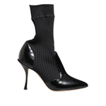 Dolce & Gabbana Black Stretch Stilettos Booties Socks Shoes